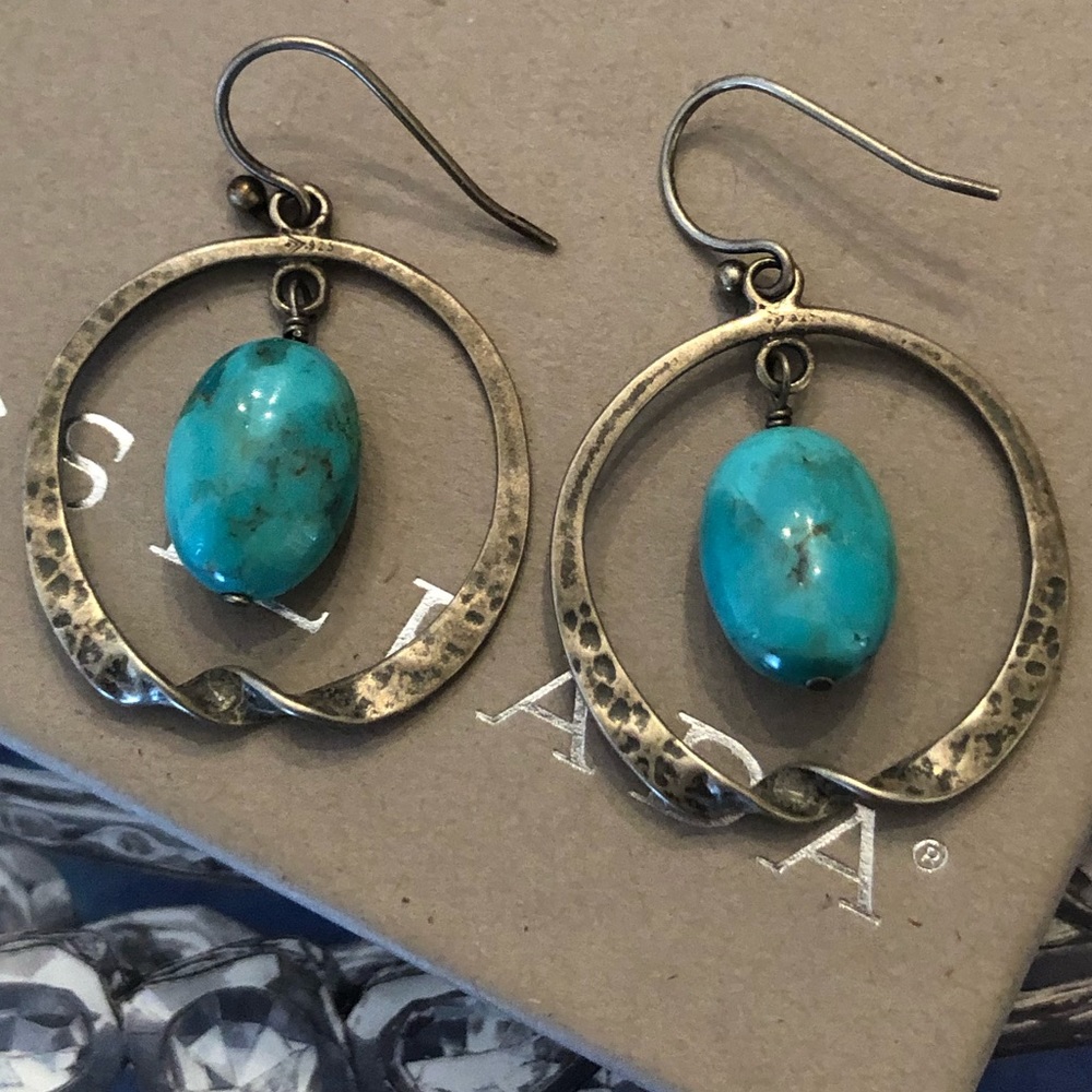 Vintage Silpada Sterling Silver Turquoise Earrings - Picture 1 of 14